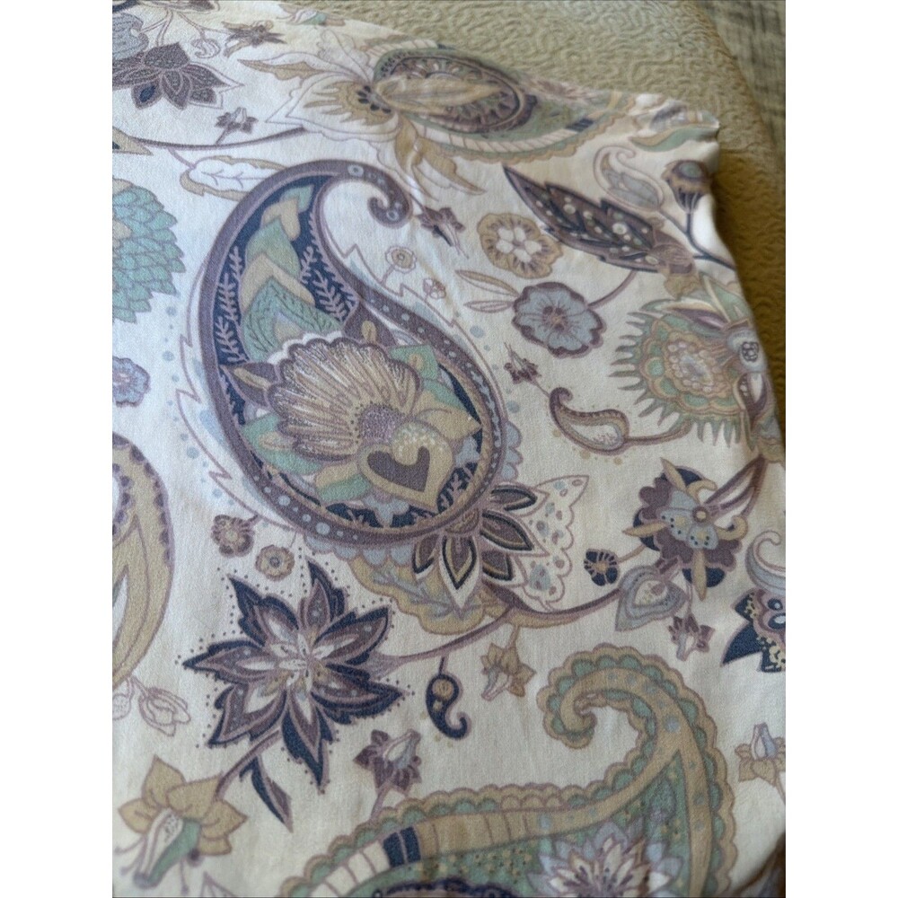 Soft Surroundings BAMBOO Queen  FLAT Sheet Paisley Lavender Mint Beige White
